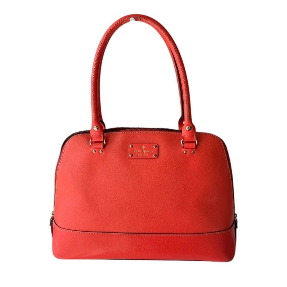 Kate Spade Wellesley Rachelle Satchel Highlighter Orange Pebbled Leather Bag